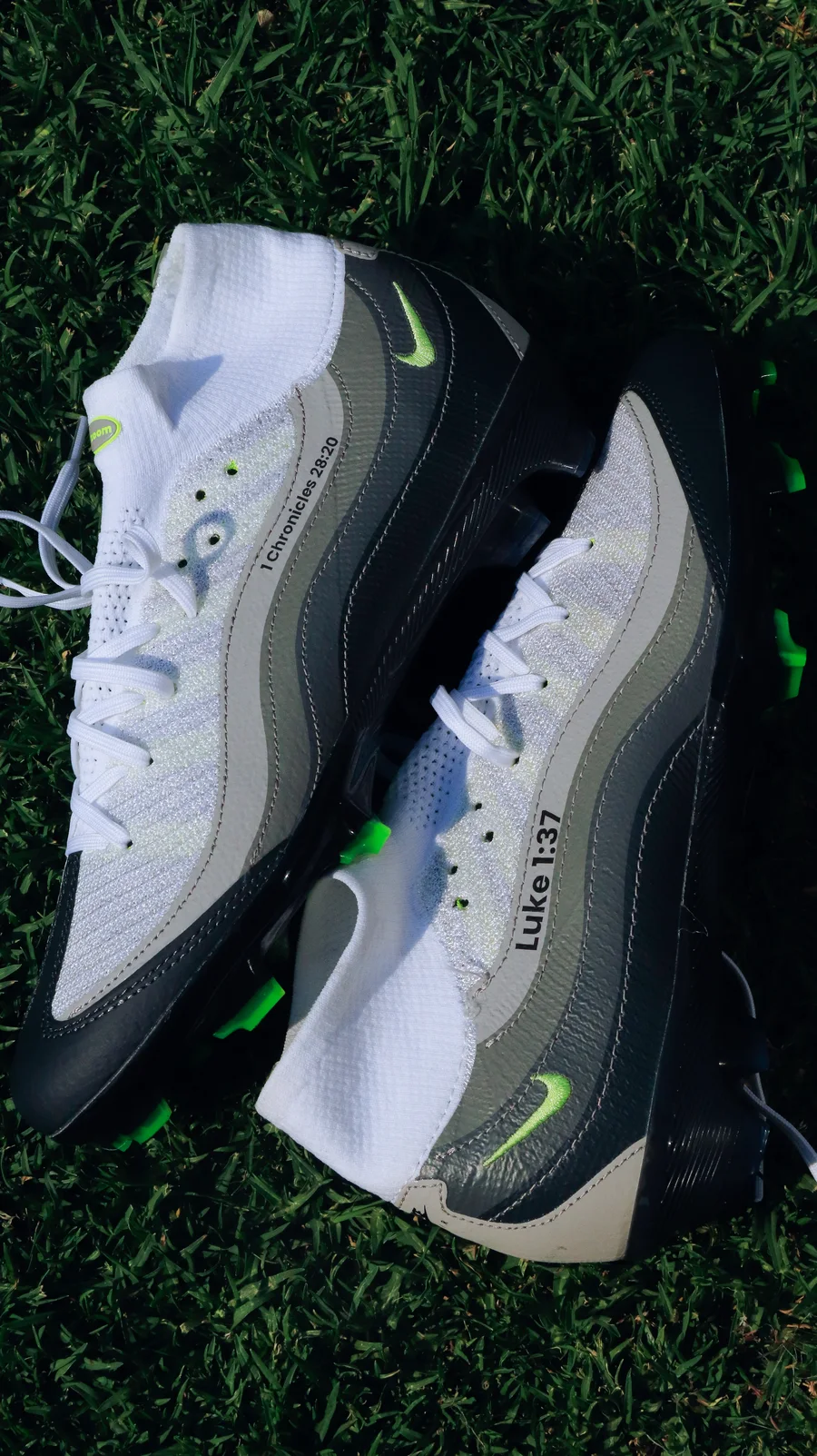 Nike boots personalised with a Bible verse