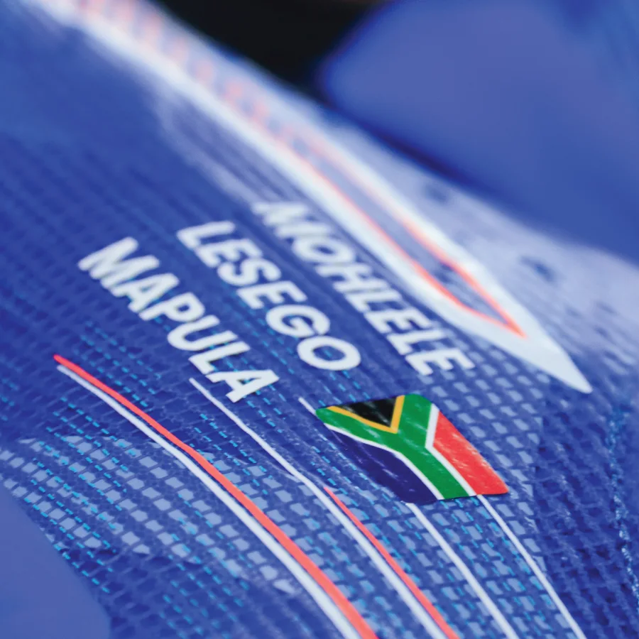 Name and flag transfer detail on navy material