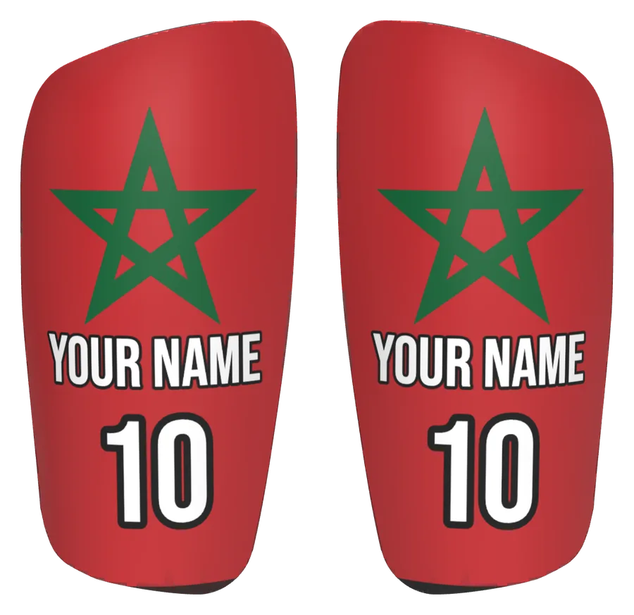 Protège-tibias personnalisés drapeau Maroc