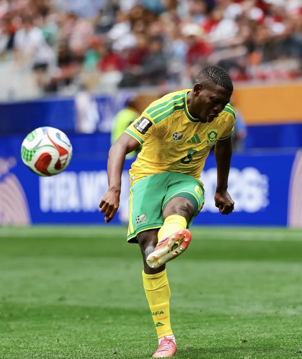 Aubrey Modiba at the FIFA World Cup 2026 wearing Strapzy's Shinnies